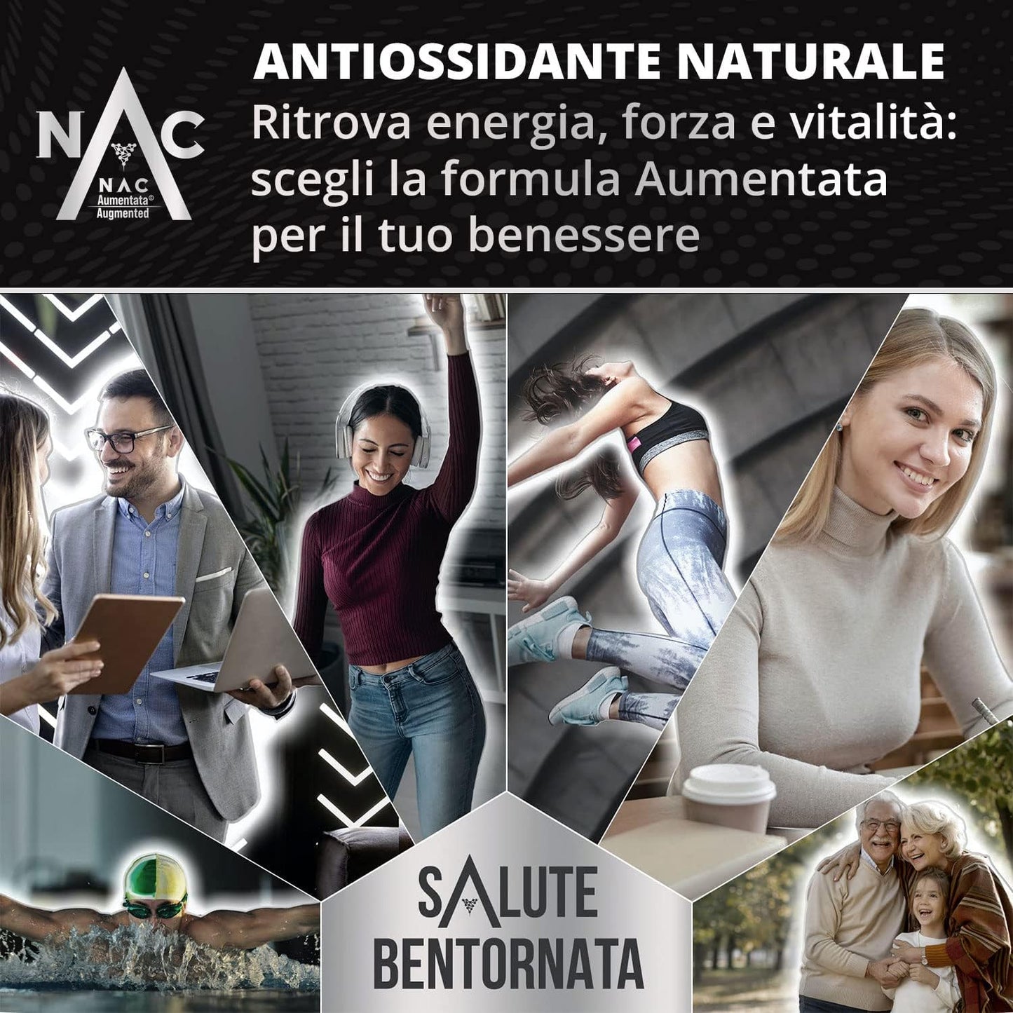 B.A.I Technologies Sa NAC Aumentata | Integratore POTENZIATO negli Effetti Antiossidanti e Detox | N-Acetil-Cisteina | Precursore del Glutatione | Alta Biodisponibilità | 90 Capsule | Vasetto Vetro Oscurato